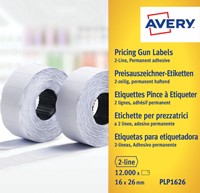 Prijsetiket Avery PLP1626 16mmx26mm permanent wit 10 Rol