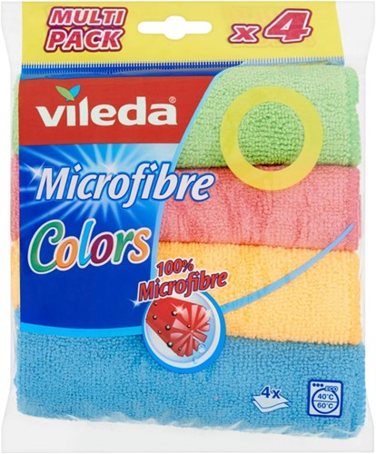Microvezeldoeken Vileda 4 kleuren pak 4 Stuk