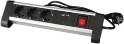 Stekkerdoos Perel  3voudig 2 USB 1.4m zwart 1 Stuk