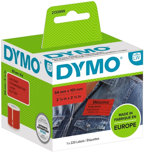 Etiket Dymo LabelWriter naamkaart 54x101 rood 1 Rol