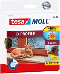 Tochtstrip tesamoll D-profiel rubber 6mx9mm bruin 1 Stuk