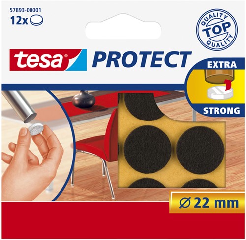 Beschermvilt tesa anti-kras Ø22mm bruin 12st 1 Stuk