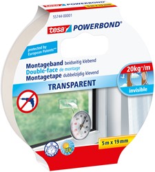 Montagetape tesa dubbelz 5mx19mm transparant 1 Rol