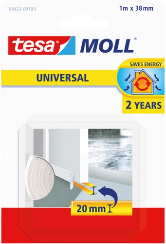 Tochtstrips tesamoll Uni zelfkl deur 1mx38mm wit 1 Stuk