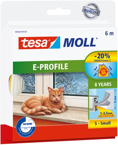 Tochtstrip tesamoll E-profiel zelfkl 6mx9mm wit 1 Stuk