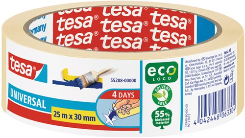 Afplaktape tesa Economy 30mmx25m geel 1 Rol