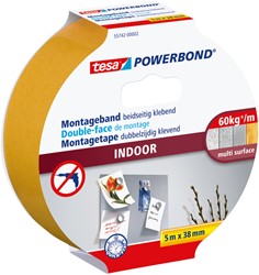 Montagetape tesa Indoor dubbelz klevend 5mx38mm wt 1 Rol