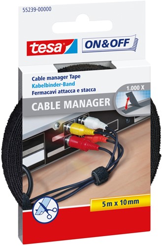 Kabelmanager tesa On Off bundelen 5mx10mm zwart 1 Stuk