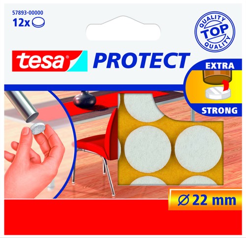 Beschermvilt tesa anti-kras Ø22mm wit 12st 1 Stuk