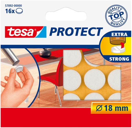 Beschermvilt tesa anti-kras Ø18mm wit 16st 1 Stuk
