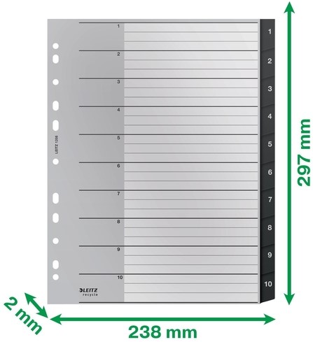 TABBLAD LEITZ RECYCLE A4 1-10 EXTRA BREED PP 1 Set-2