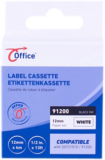 Labeltape office paper zwart wit 4m 1 Stuk