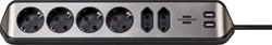 Stekkerdoos Brennenstuhl Estilo 6vdig USB 2m zwart 1 Stuk