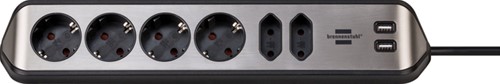 Stekkerdoos Brennenstuhl Estilo 6vdig USB 2m zwart 1 Stuk
