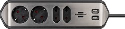 Stekkerdoos Brennenstuhl Estilo 4vdig USB 2m zwart 1 Stuk