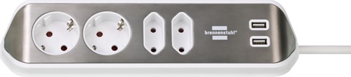 Stekkerdoos Brennenstuhl Estilo 4vdig USB 2m wit 1 Stuk