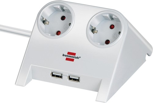 Stekkerdoos Brennenstuhl 2vdig USB 1.8m wit 1 Stuk