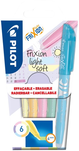 Markeerstift PILOT friXion soft pastel 6st assorti 6 Stuk