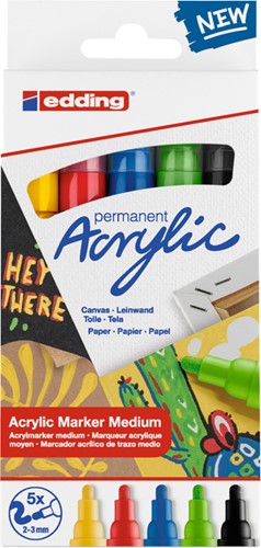 Acrylmarker edding e-5100 M basis assorti 5 Stuk
