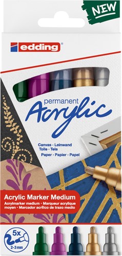 Acrylmarker edding e-5100 M metallic assorti 5 Stuk