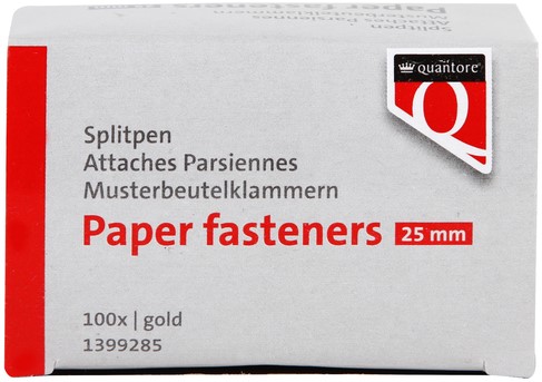 Splitpen Quantore 25mm goud 100 stuks 100 Stuk