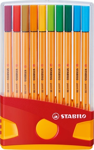 Fineliner STABILO point 88/20 etui gl/rd F assorti 20 Stuk