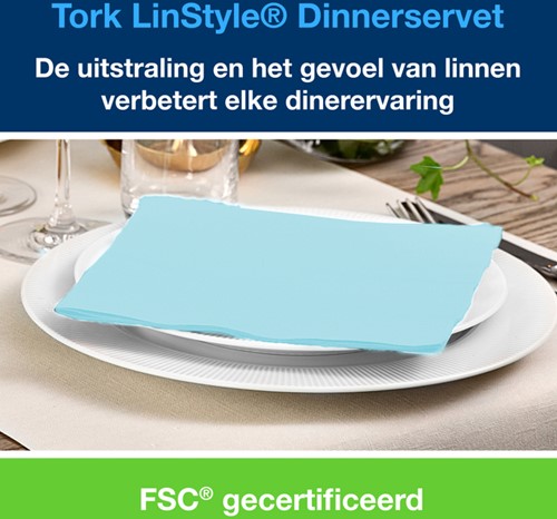 Dinerservet Tork Linstyle Premium 50 vel aquablauw 50 Vel-2