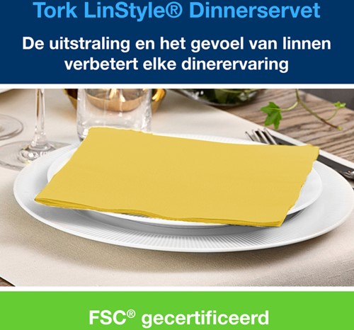 Dinerservet Tork Linstyle Premium 50 vel geel 50 Vel-2