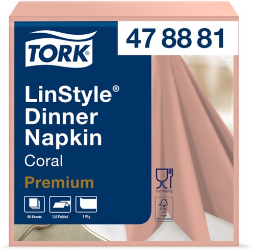 Dinerservet Tork Linstyle Premium 50 vel koraal 50 Vel