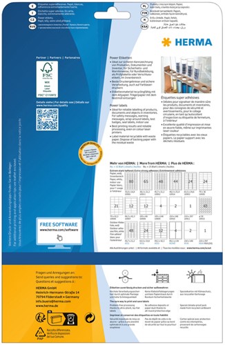 Etiket HERMA Power 10910 210x148mm wit 50stuks 25 Vel-2
