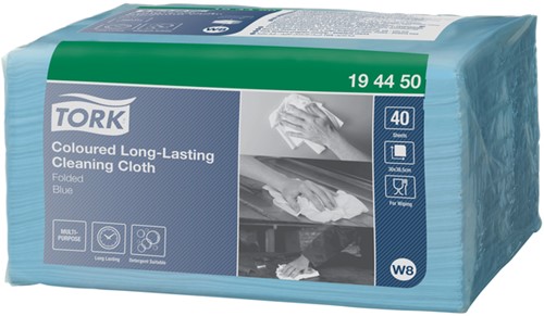 Reinigingsdoek Tork W8 Premium 1laags blauw 40 Stuk