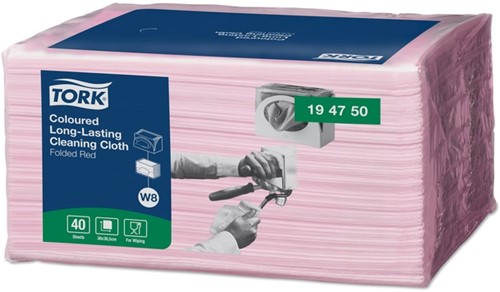 Reinigingsdoek Tork W8 Premium 1laags rood 40 Vel