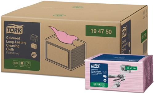 Reinigingsdoek Tork W8 Premium 1laags rood 40 Vel-5