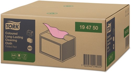 Reinigingsdoek Tork W8 Premium 1laags rood 40 Vel-6