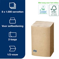Servet Tork N4 Premium halvevouw 2laags naturel 1000 Vel-2