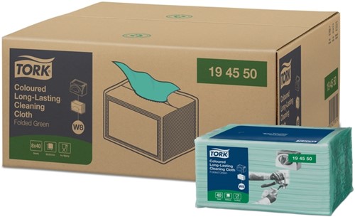 Reinigingsdoek Tork W8 Premium 1laags groen 40 Vel-2