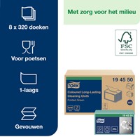 Reinigingsdoek Tork W8 Premium 1laags groen 40 Vel-3