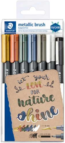 Brushpen Staedtler metallic etui à 7 kleuren 7 Stuk