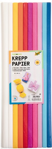 Crêpepapier Folia 50x200cm Mix 10 kleuren 10 Rol