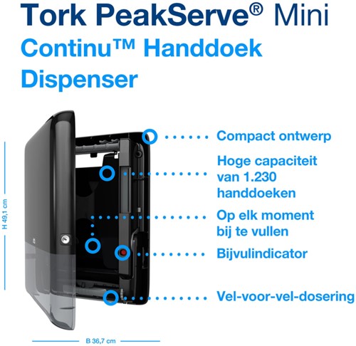 Handdoekdispenser Tork H5 Elevation klein zwart 1 Stuk-3