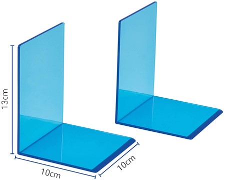 Boekensteun MAUL 10x10x13cm acryl neon blauw 2 Stuk-2
