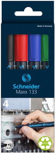 Permanent marker Schneider Maxx 133  1-4mm 4st ass 4 Stuk