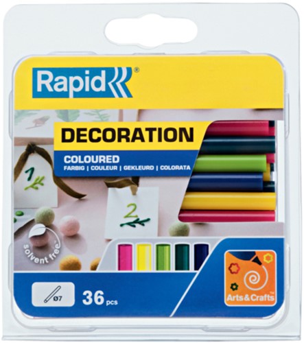Lijmpatroon Rapid 7mm 5 kleuren assorti 36 Stuk