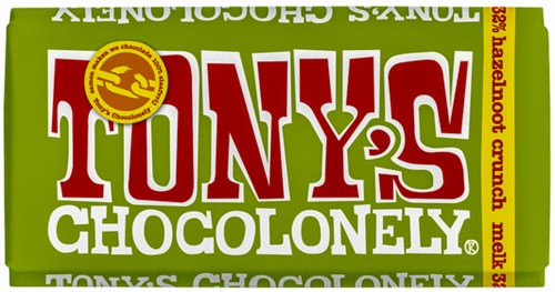 Chocolade Tony Chocolonely melk hazelnoot crunch 180 Gram