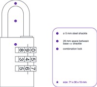 Hangslot Pavo met cijferslot 41x28x12mm 1 Stuk-1