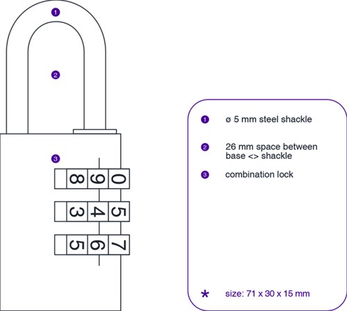 Hangslot Pavo met cijferslot 41x28x12mm 1 Stuk-1