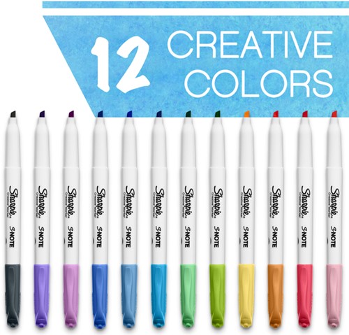 Markeerstift Sharpie S-note 12st assorti 12 Stuk-3