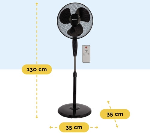 Statiefventilator BRASQ met remote 40cm zwart 1 Stuk-3