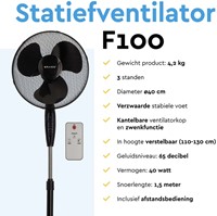 Statiefventilator BRASQ met remote 40cm zwart 1 Stuk-4