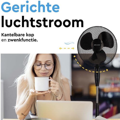 Statiefventilator BRASQ met remote 40cm zwart 1 Stuk-6